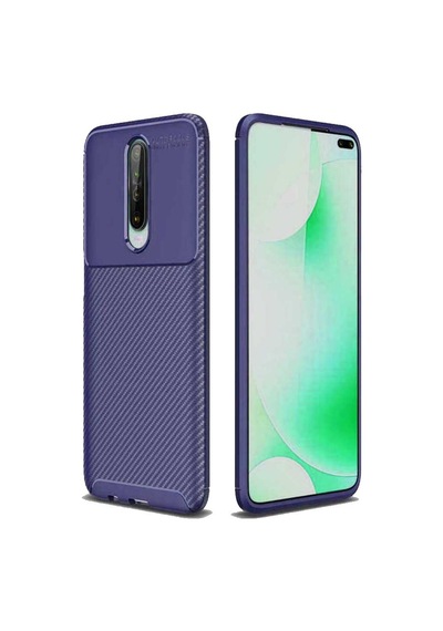 Xiaomi Redmi K30 Karbon Desenli Negro Silikon Kılıf Lacivert