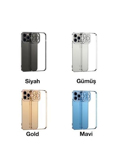 Ally Fashion Series Apple iPhone Uyumlu 11 Pro Kılıf Renkli Kenar Lazer Çerçeveli Silikon Kılıf- 5775 Mavi