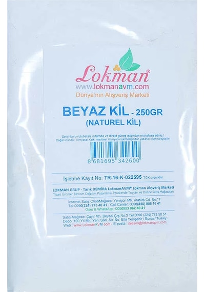 Beyaz Kil Öğütülmüş Doğal Saf Naturel 250 Gr Paket