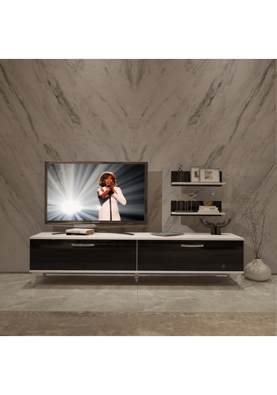 Decoraktiv Eko 4 Slm Std Silver Tv Ünitesi Tv Sehpası Beyaz - Siyah