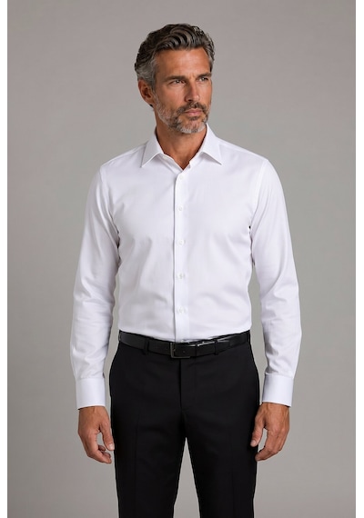 Bisse Beyaz Regular Fit Cepsiz Klasik Uzun Yaka Saten Gömlek Gmkls252188 D01