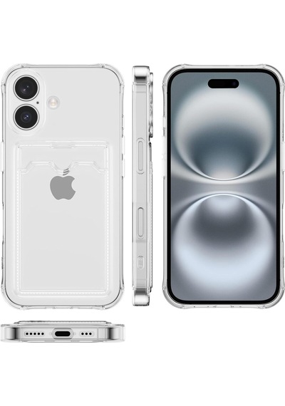 Teknomoda Apple Uyumlu iPhone 13 Kılıf Kartlıklı Anti Şok Korumalı Şeffaf Silikon Lila Lila