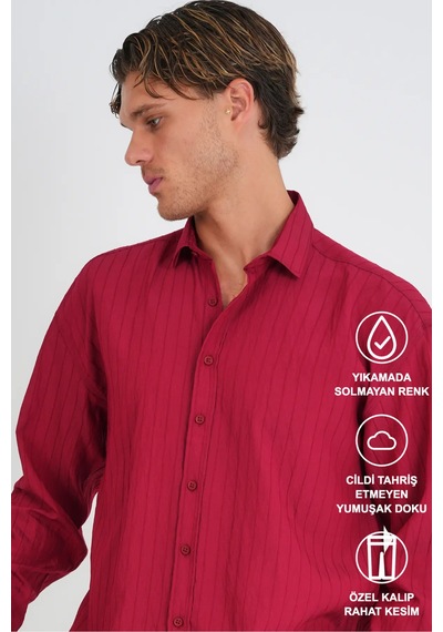 Redline Alto Erkek Oversize Gömlek Bordo