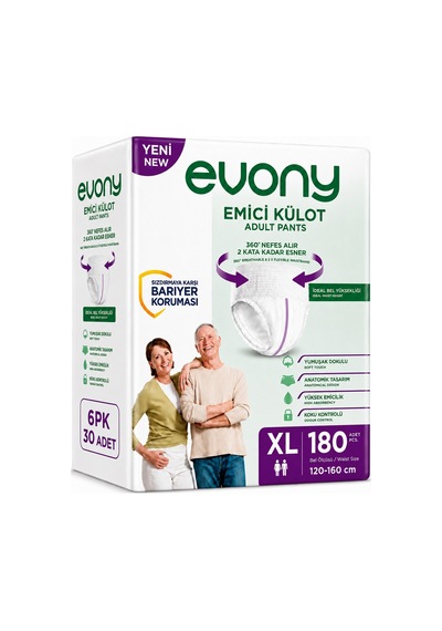 Evony Yetişkin Bezi Emici Külot Xl - Ekstra Büyük 180 Adet