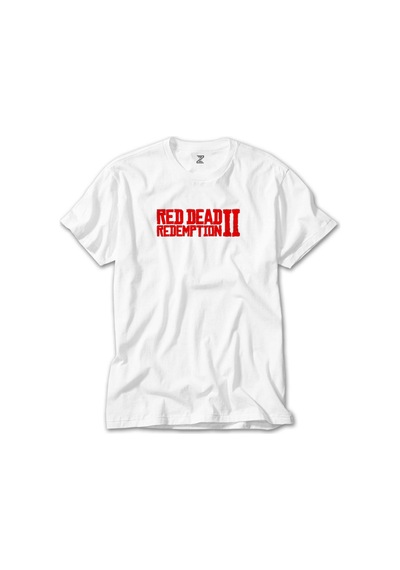 Red Dead Redemption 2 Red Text Beyaz Tişört Beyaz