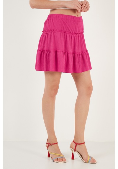 Lela Beli Lastikli Mini Bayan Şort Etek 5865038 Fuşya