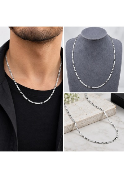 Premium Parlak Ve Şık Parlak Detaylı Gümüş Renk 316l Çelik Zincir Erkek Kolye 45 Cm