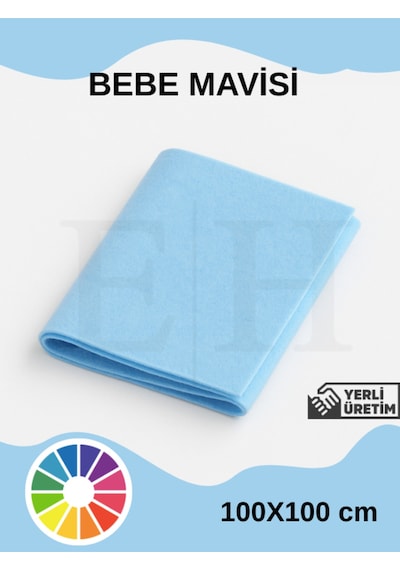 Açık Mavi Rengi Metrelik Ince Keçe Kumaş Keçe 1 Mm Aktivite Keçesi Renkli Keçe 1 Metre 100cmx100cm