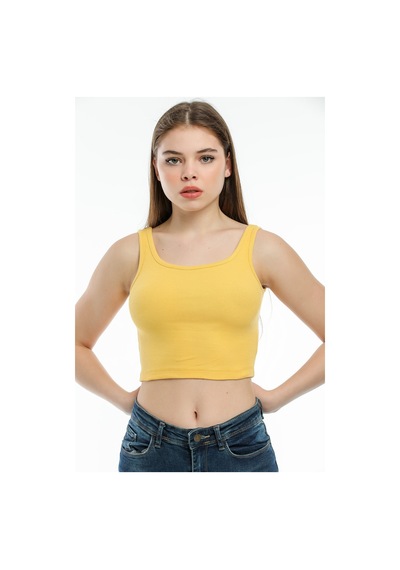 Kadın Crop Örme Atlet-tişort Spr21y12 001