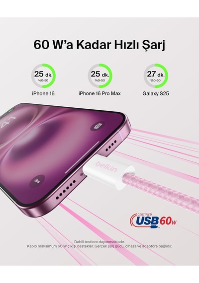 2'li Örgülü Usb-c - Usb-c Kablo, 1,5 M, 60 W, Yumuşak, Esnek Ve Hızlı Şarj Kablosu, İphone 17 Ve 16 Serisi, Galaxy S25, Pixel 10, İpad Pro Ve Daha Fazlasıyla Uyumlu, Pembe 2'li Örgülü Usb-c - Usb-c Kablo, 1,5 M, 60 W, Yumuşak, Esnek Ve Hızlı Şarj Kablosu, İphone 17 Ve 16 Serisi, Galaxy S25, Pixel 10, İpad Pro Ve Daha Fazlasıyla Uyumlu, Pembe