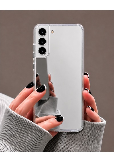 Ennar Samsung Galaxy S22 Plus Uyumlu Aynalı Kılıf Mirror Glass Gün Boyu Makyaj Kontrolü Şeffaf