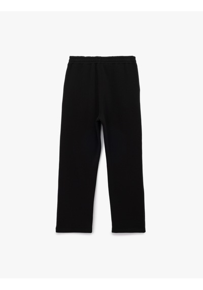 Koton Straight Fit Cep Detaylı Şardonlu Beli Lastikli Eşofman Altı Siyah 6wam40033mk Siyah