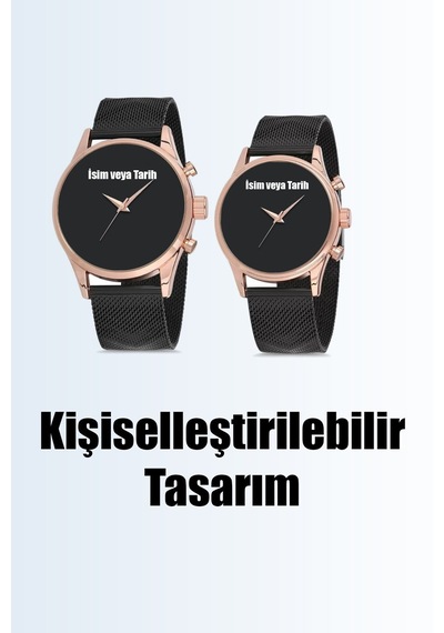 Çift Saatleri Kol Saati Özel Tasarım Siyah