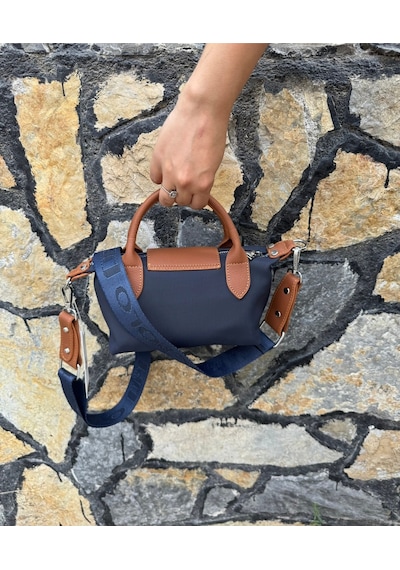 Just Polo Kadın Lacivert Taba Günlük Kullanıma Uygun Hafif & Pratik Mini El Ve Omuz Çantası Shopper Lacivert - Taba