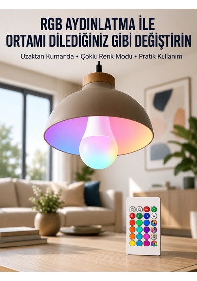 Ambiyans Aydınlatma Rgb Led Lamba Kumandalı Renk Değiştirebilen Çok Renkli 44817700