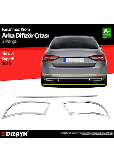 S-Dizayn Skoda Superb Krom Egzoz Çıkışı 3 Parça Set 2015-2019