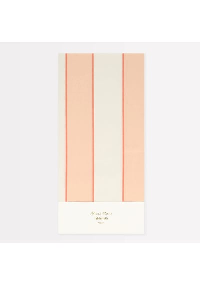 Meri Meri - Peach Stripe Tablecloth - Şeftali Tonlu Çizgili Kağıt Masa Örtüsü