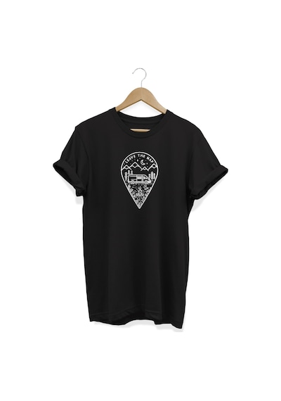 Leave The Map Baskılı Siyah T-shirt Siyah