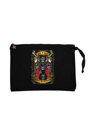 Guns N Roses Appetıte Destruction Siyah Clutch Astarlı Cüzdan / El Çantası