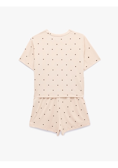 Koton Puantiyeli Rahat Kesim Bisiklet Yaka Kısa Kollu Şortlu Pijama Takımı Kahverengi Desenli 6slk40199mk Koton Puantiyeli Rahat Kesim Bisiklet Yaka Kısa Kollu Şortlu Pijama Takımı Kahverengi Desenli 6slk40199mk