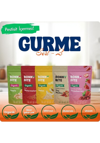 Kurutulmuş Organik Elma, Karpuz, Kavun, Sebze & Çilek 5'li Paketi Gurme Serisi 2 Diğer