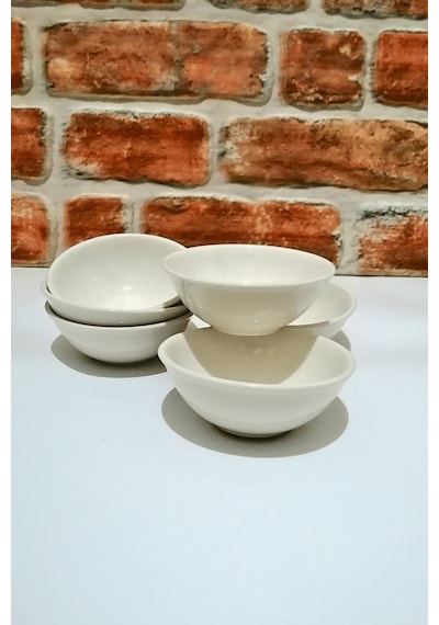 Porselen Çerezlik-mini Kase-reçel-bal Kasesi-kahvaltılık- 6 Adet - 10 Cm X 4 Cm Beyaz
