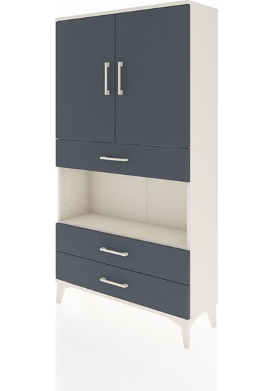 Arges Dolap 3 Raflı 3 Çekmeceli 2 Kapaklı 88x30x163 Aytaşı-antrasit Aytası