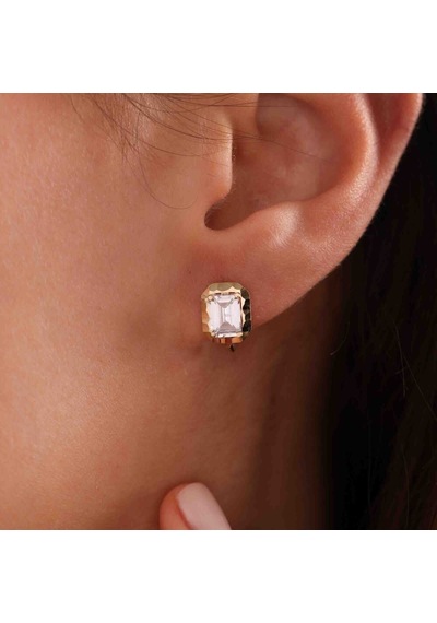 Sembol Gold Aynalı Baget Küpe 14k