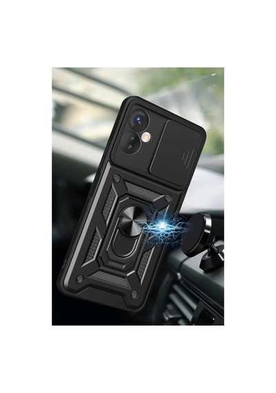 Jenerik İnfinix Hot 30 4g Kılıf Pars Lens Yüzüklü Silikon - Gümüş