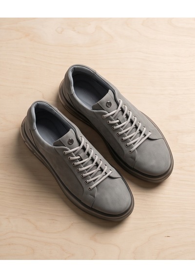 2274-zanelle Hakiki Full Duble Deri Üst Kalite Premıum Erkek Sneaker Ayakkabı Gri