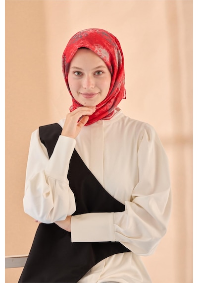 Silk Home Soft Eşarp 73095-20 Kırmızı, Gri, Koyu Vizon