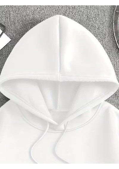 Nevermind Unisex Oversize Hoodie Gold Japonca Yazı Baskılı Minimalist Kapüş Beyaz