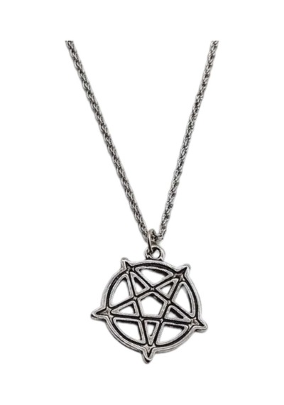 Tezzgelsin 925 Ayar Antik Gümüş Kaplama Pentagram Kolye Gümüş