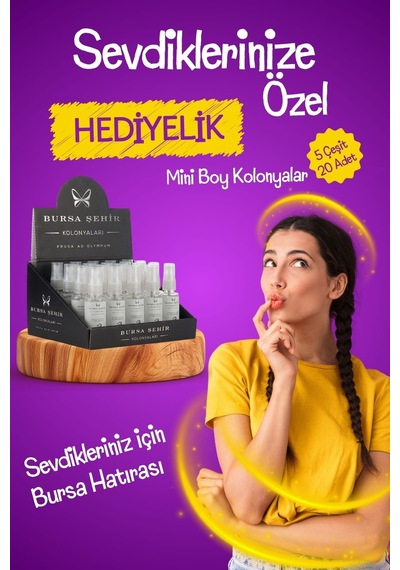 Bursa Şehir Kolonyaları, 20'li Yeşil Beyaz Kolonyası, Mini Boy, Kolonya Seti, Sprey