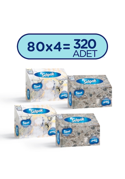 Selpak El ve Yüz Havlusu Kutulu Mermer Desen 4 x 80'li