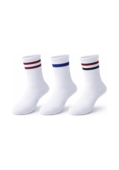 Plus Scorpion Unisex Beyaz Tenis Çorabı Çizgili, Pamuklu Uzun Spor Çorabı