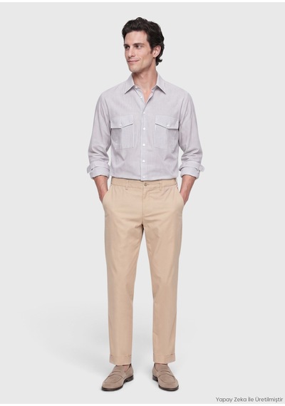Ramsey Bej Düz Dokuma Jogging Fit Casual Pamuk Karışımlı Pantolon bej beige