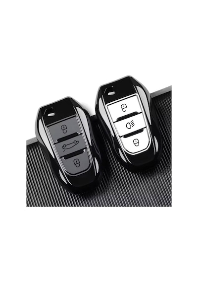 Peugeot 2008 3008 5008 Citroen Smart Anahtar Kılıfı Premium Tpu Yüksek Kalite Kumanda Koruyucu Siyah