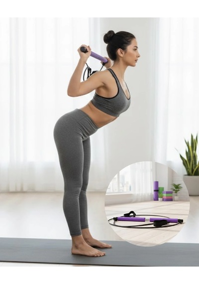 Pilates Bar Direnç Çubuğu Tonlama Ve Esneklik Artırıcı Tasarım Mor