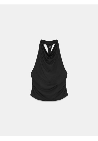 Dilvin 21246 Degaje Yaka Top-siyah