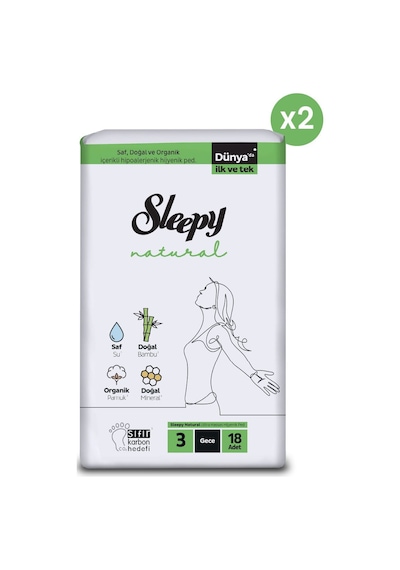 Sleepy Natural Ultra Hassas Hijyenik Ped Gece 36 Adet Ped