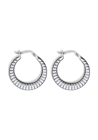 Oya Silver Çizgili Burgu Kadın Gümüş Halka Küpe 2.8x2.8cm
