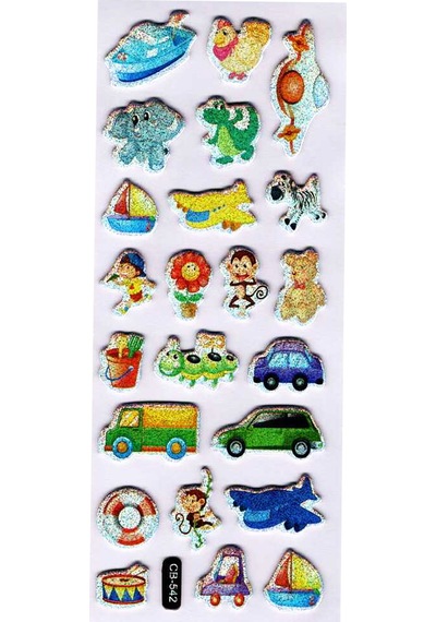 Sticker Kabartmalı Sticker Defter Planlayıcı Etiket Cb542 16x7 Cm- Taşıt Ve Hayvanlar Çok Renkli