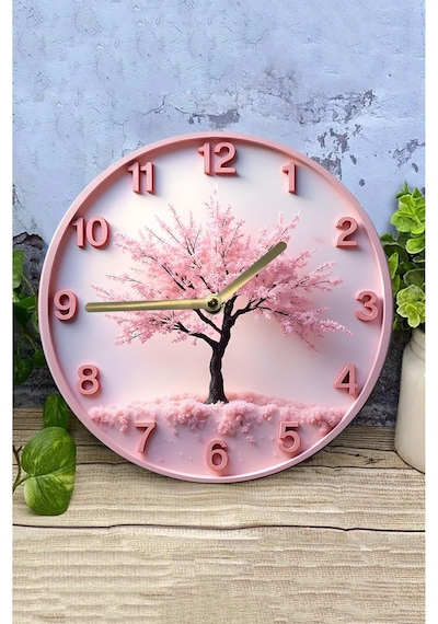 Blossom Time 3d Görünümlü Çiçek Ağacı Mdf Duvar Saati Sdw270 Renkli