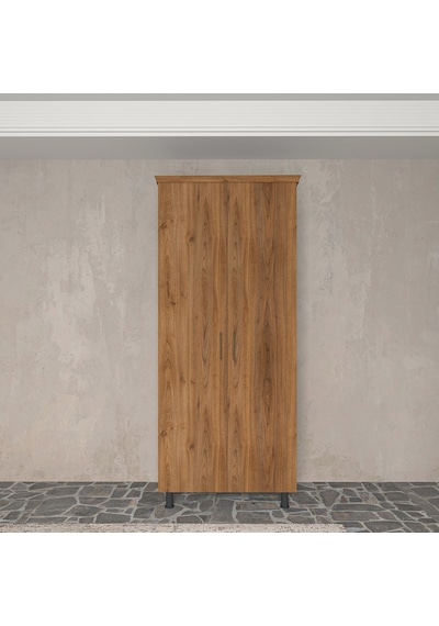 Soft Wood 2 Kapaklı Masif Ahşap Gardırop Ceviz
