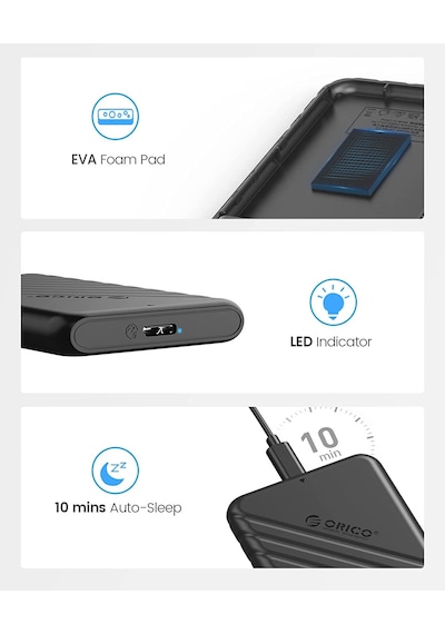Orico USB 3.0 Micro B 2.5” inch SATA SSD Hard Disk Kutusu Siyah