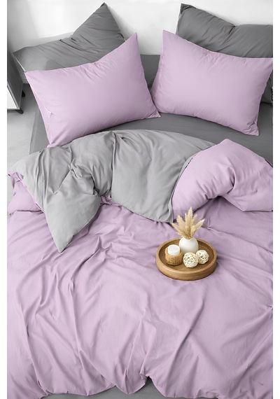 Lila & Gri, Çift Kişilik Nevresim Takımı Modern Minimal Seri Lila-gri
