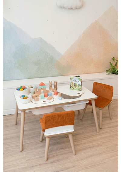 Montessori Çocuk Masası-oyun Masası-aktivite Masası-çalışma Masası-etkinlik Masası 2 Sandalye Turuncu Montessori Çocuk Masası-oyun Masası-aktivite Masası-çalışma Masası-etkinlik Masası 2 Sandalye Turuncu