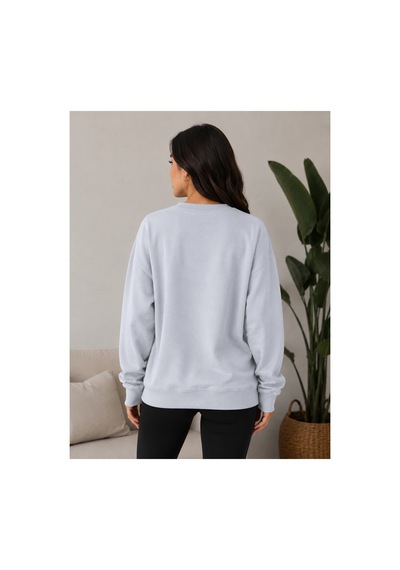 Herkesemoda Mevsimlik Bisiklet Yaka Sweatshirt Gri