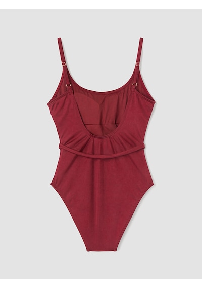 Lcw Dream Bordo U Yaka Zincir Detaylı Kadın Mayo